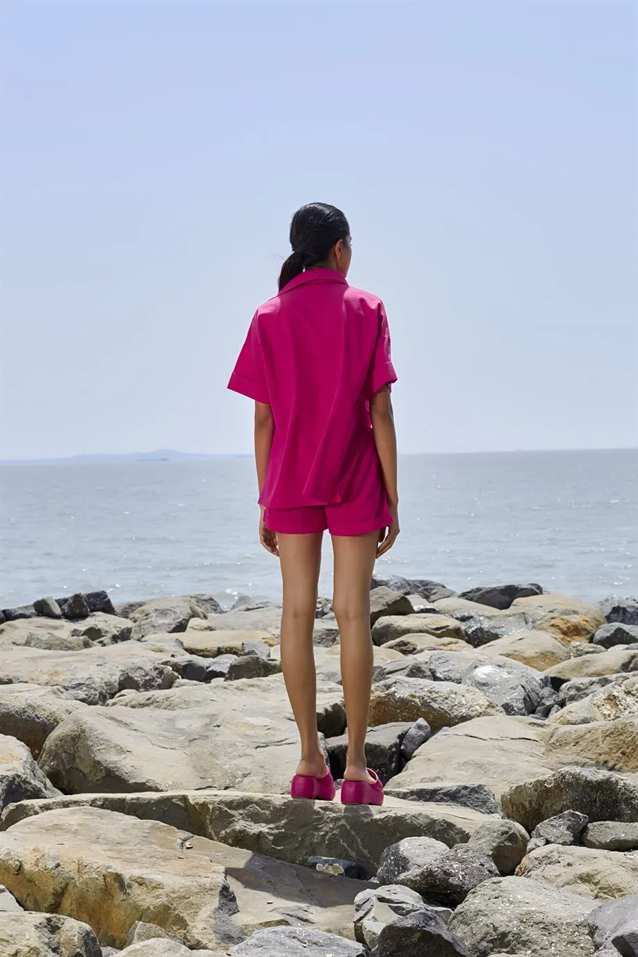 New Season Summer/Fall 2024-Coord Set Ekin Shirt Cotton Pink-MT Ekin Shirt Coord Set-KA Pink-Fashion Edit Mati