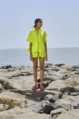 New Season Summer/Fall 24-Shorts Green PL Cotton Neon-MT PL Shorts-Neon Green-Fashion Edit Mati