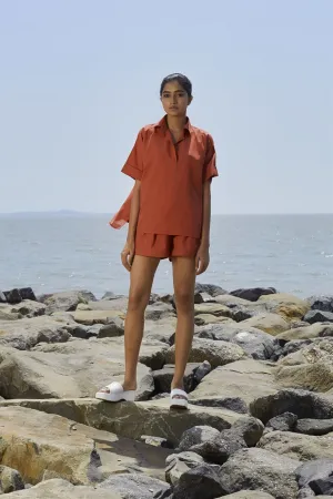 New Season Summer/Fall 24-Shorts PL Cotton Rust-MT PL Shorts-NA Slub Rust-Fashion Edit Mati