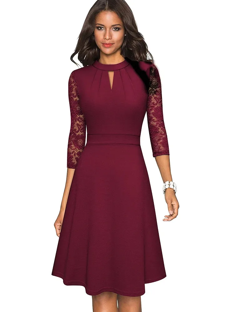Nice-forever Elegant Elegant Office Hollow Out Business Dress