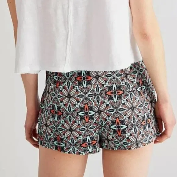 NWOT Free People Mona’s Micro Skort in Geometric Floral Blue