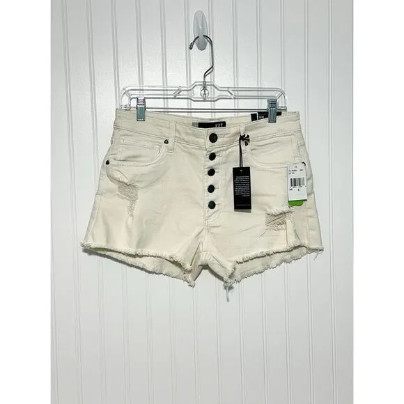 NWT Kut from the Kloth Womens Jane High-Rise Cut-Off Denim Shorts White Size 6
