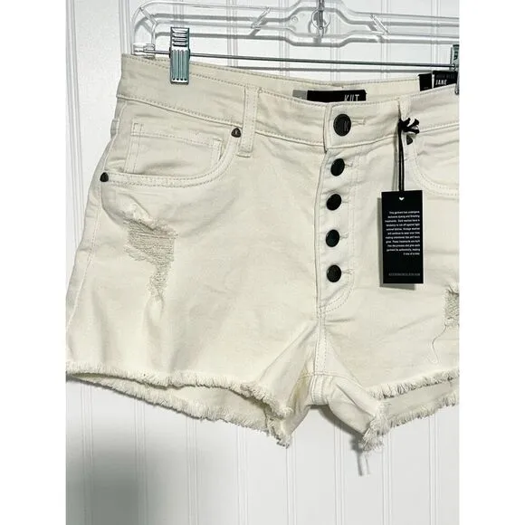 NWT Kut from the Kloth Womens Jane High-Rise Cut-Off Denim Shorts White Size 6