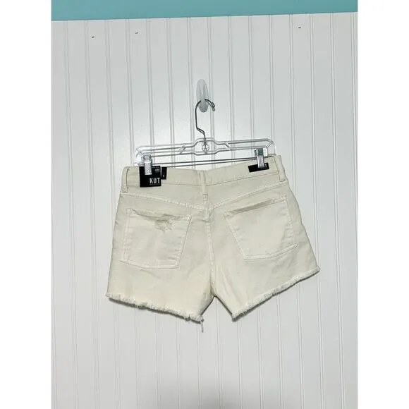 NWT Kut from the Kloth Womens Jane High-Rise Cut-Off Denim Shorts White Size 6
