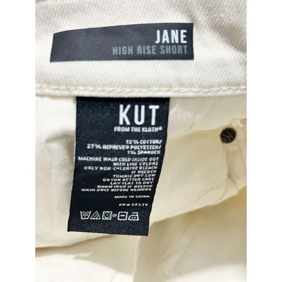 NWT Kut from the Kloth Womens Jane High-Rise Cut-Off Denim Shorts White Size 6