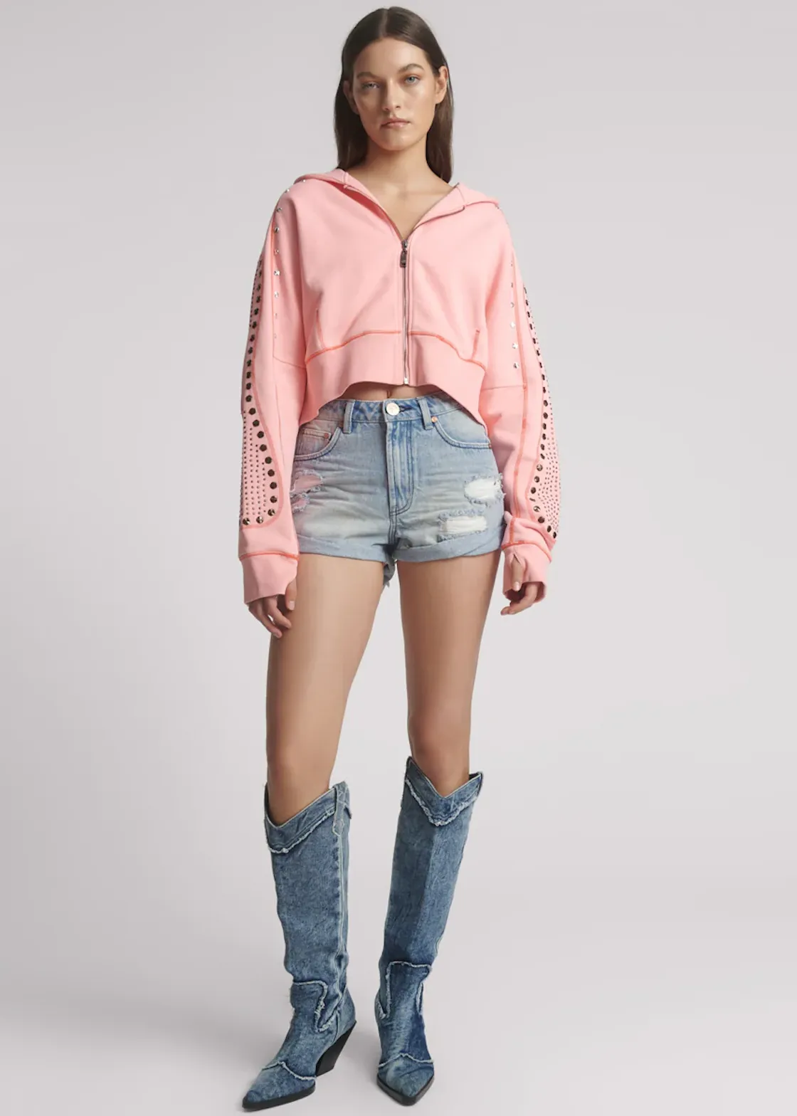 ONE TEASPOON Messed Up Bandits High Waist Denim Short - Salty Dog