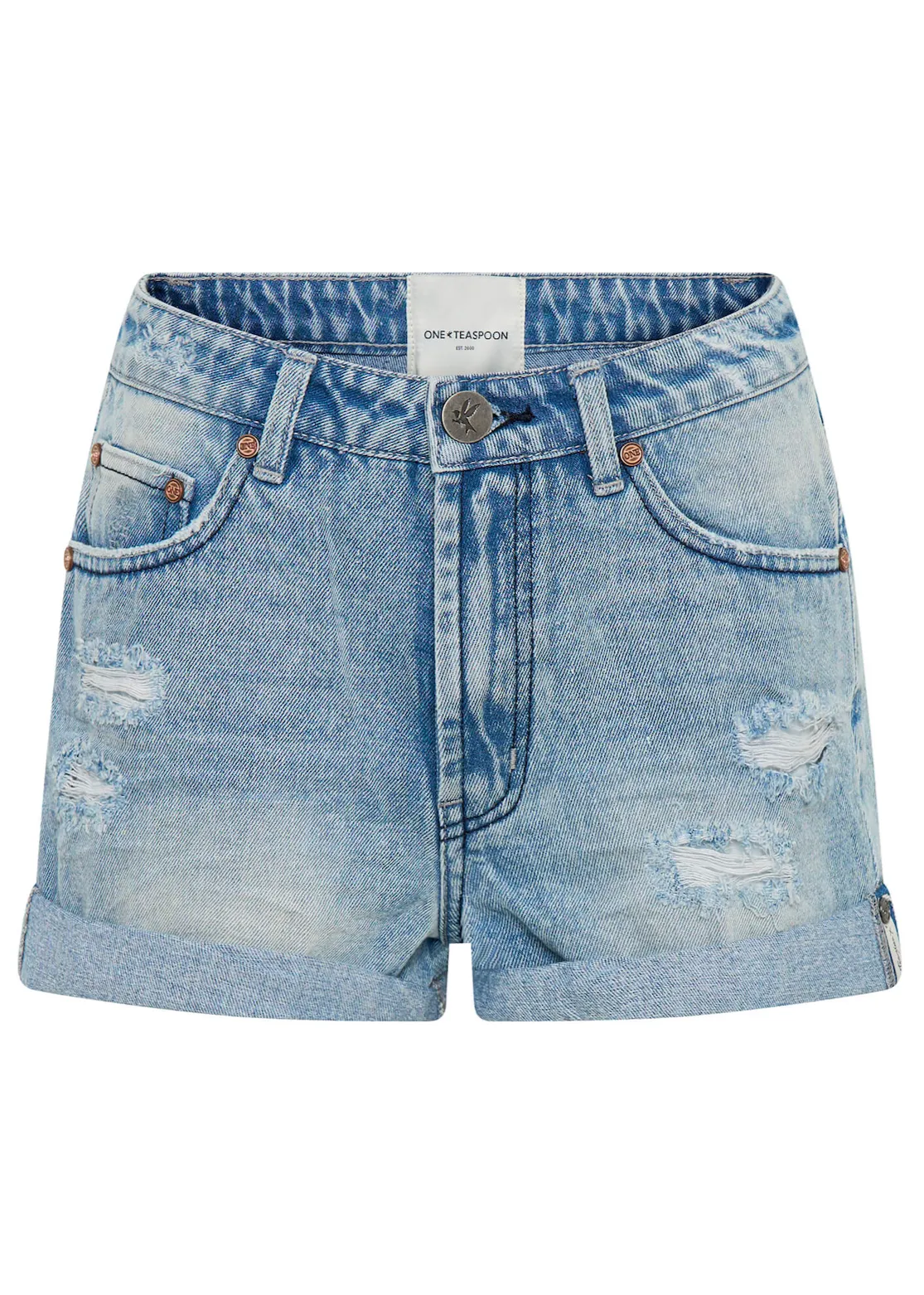 ONE TEASPOON Messed Up Bandits High Waist Denim Short - Salty Dog