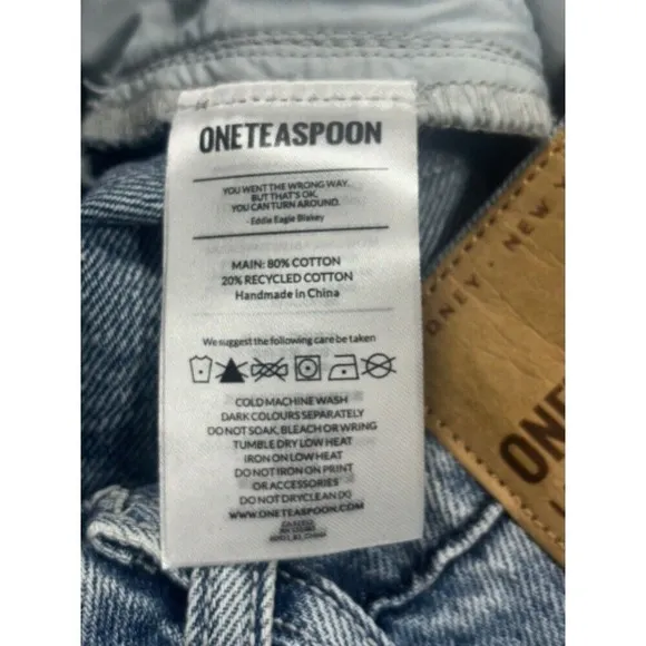 One Teaspoon NWT Legends High Waist Mom Fit Denim Shorts Salty Dog Sz27 MSRP$130