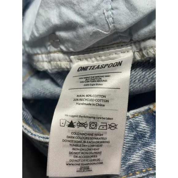 One Teaspoon NWT The One High Waist Cheeky Denim Shorts  Ocean Size 28 MSRP $110
