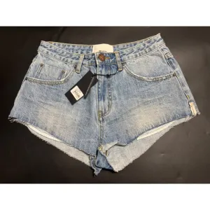 One Teaspoon NWT The One High Waist Cheeky Denim Shorts  Ocean Size 28 MSRP $110