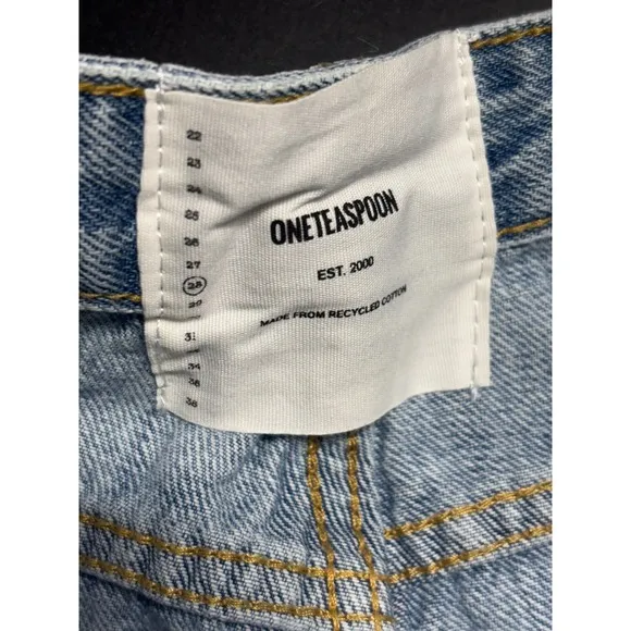 One Teaspoon NWT The One High Waist Cheeky Denim Shorts  Ocean Size 28 MSRP $110