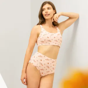Oranges Print on Crème Tan Women's Bikini Top