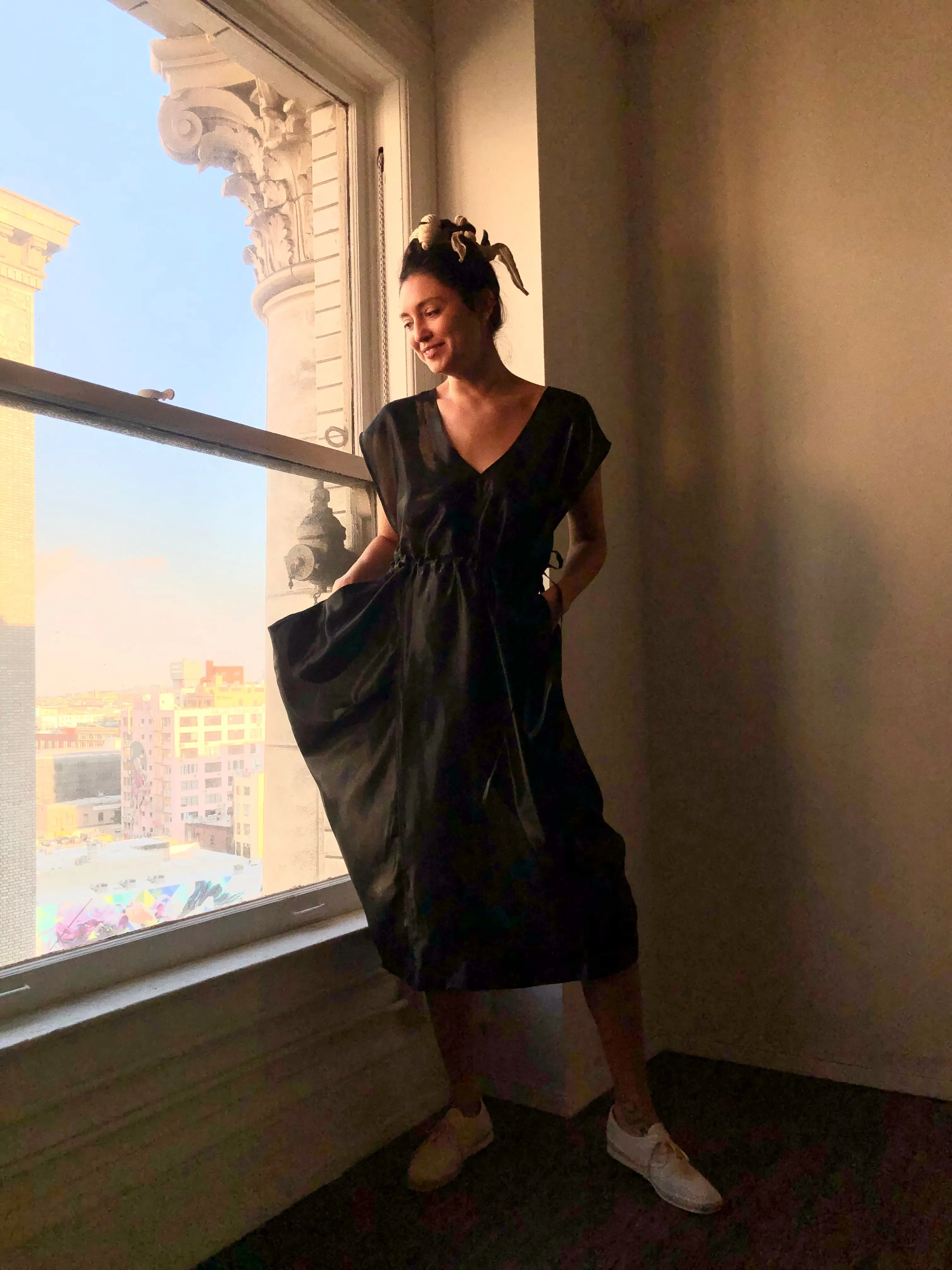 Origami Propeller Dress White Cotton {Made to Order}