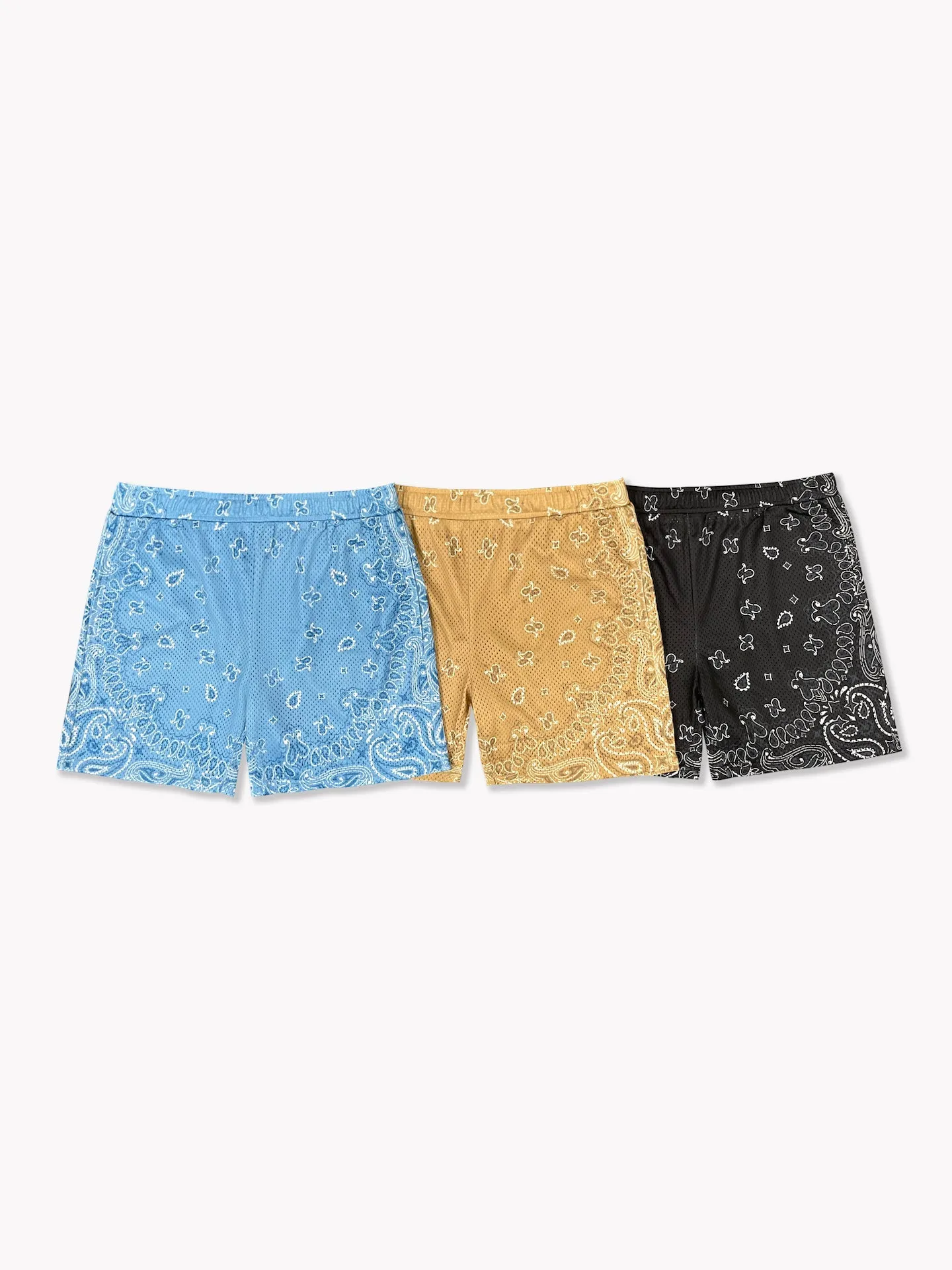 Paisley Mesh Shorts-Black