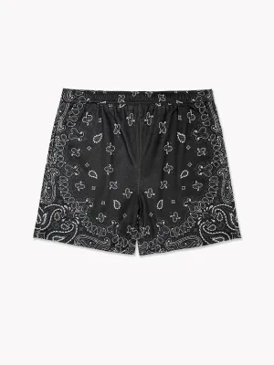 Paisley Mesh Shorts-Black