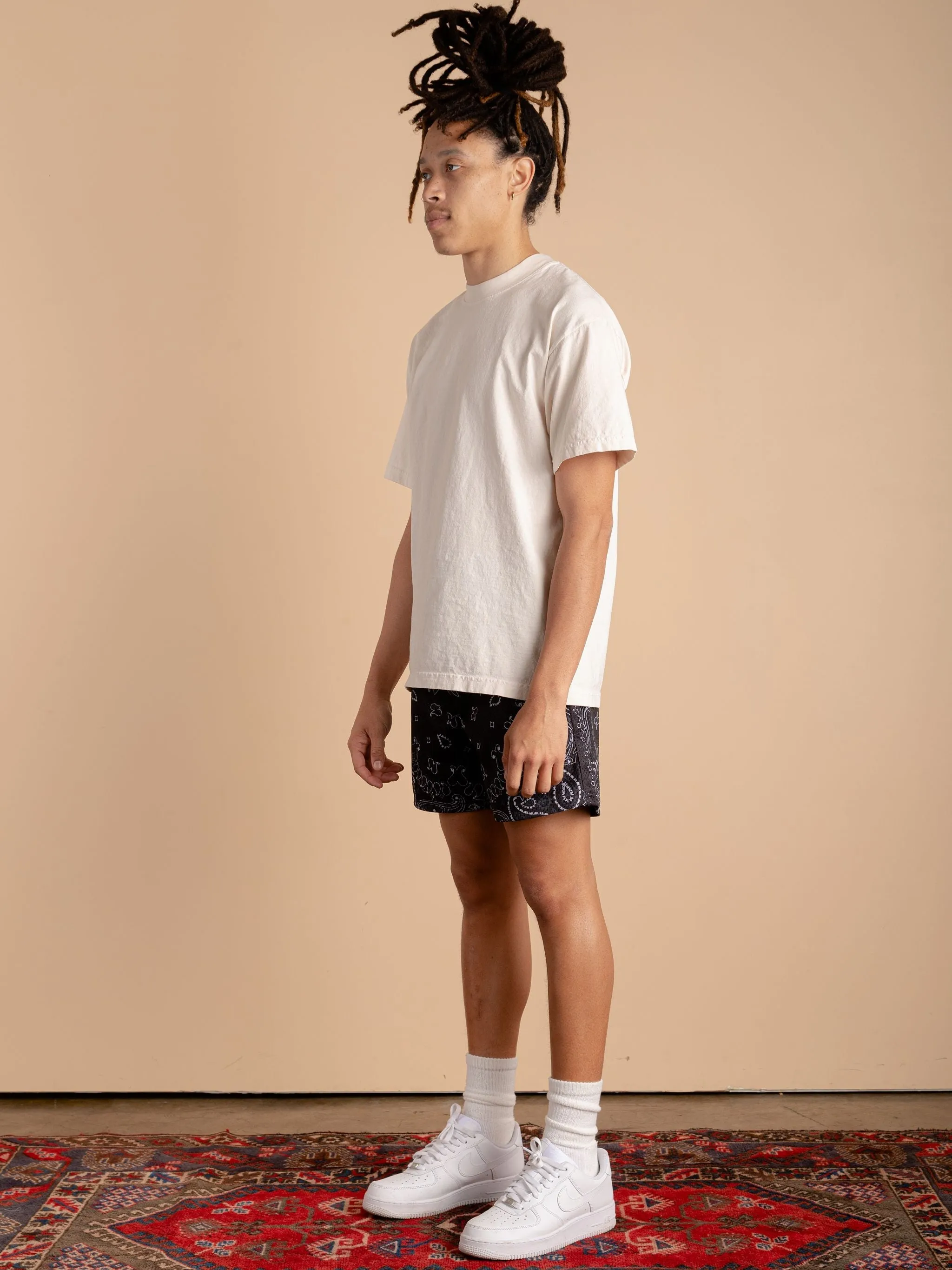 Paisley Mesh Shorts-Black