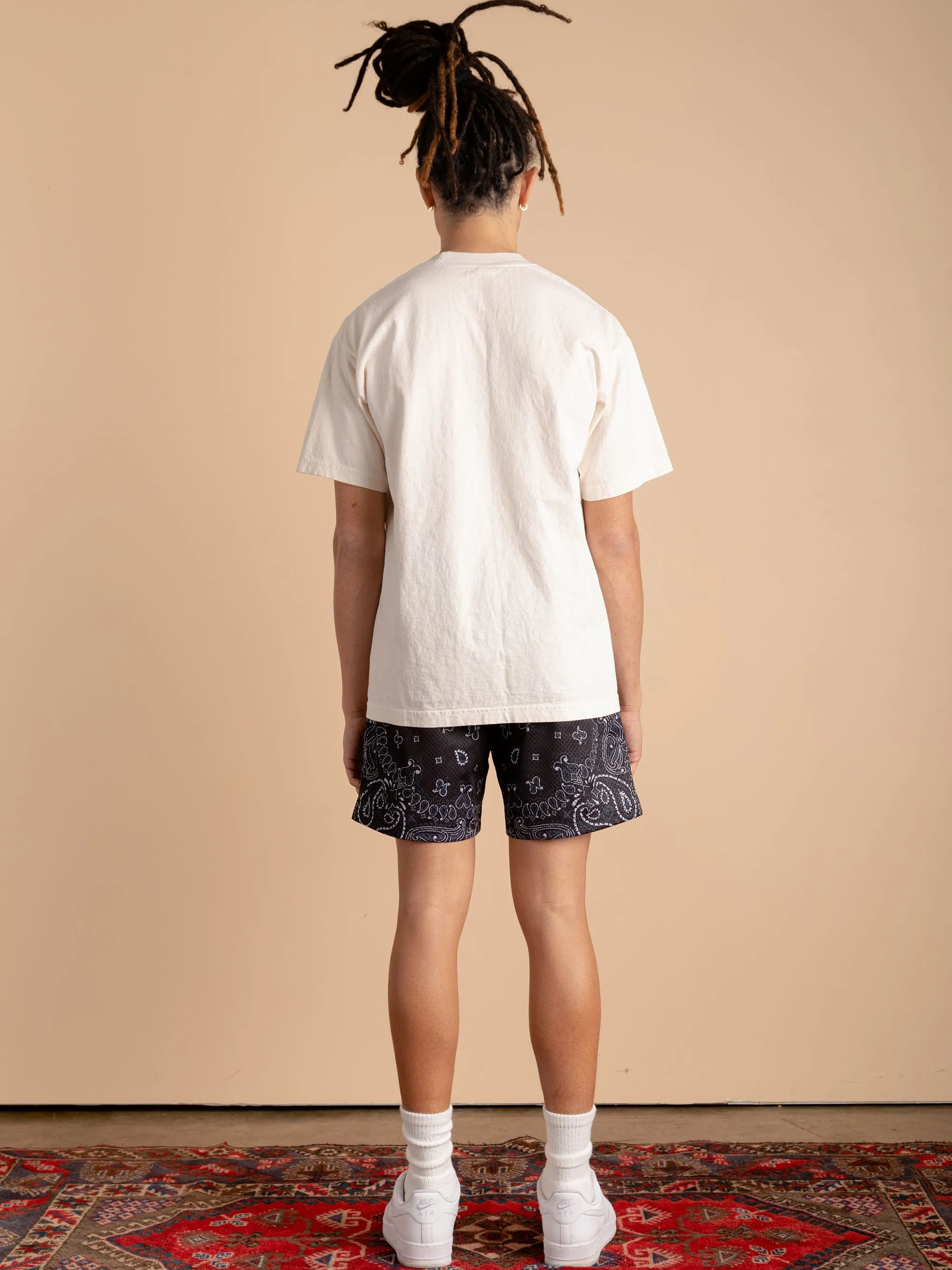 Paisley Mesh Shorts-Black