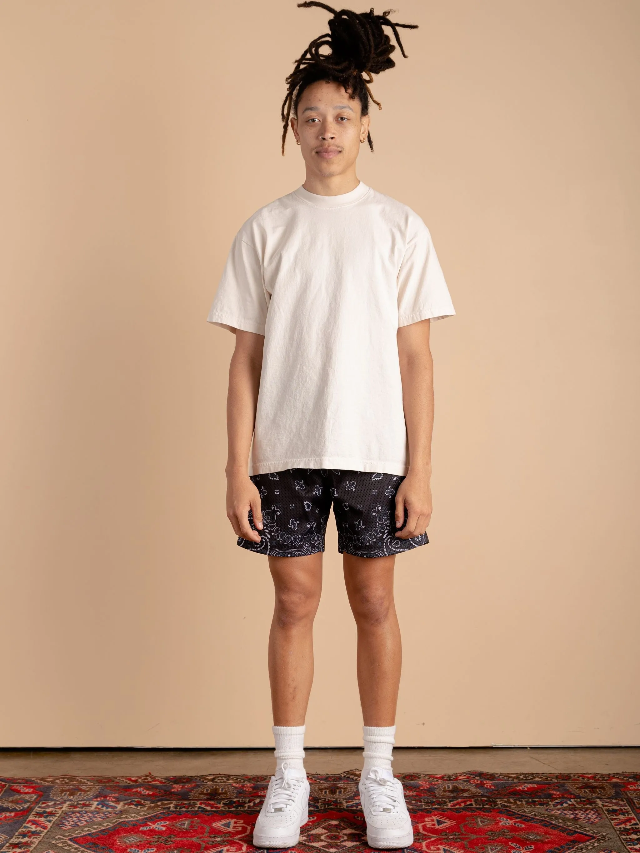 Paisley Mesh Shorts-Black