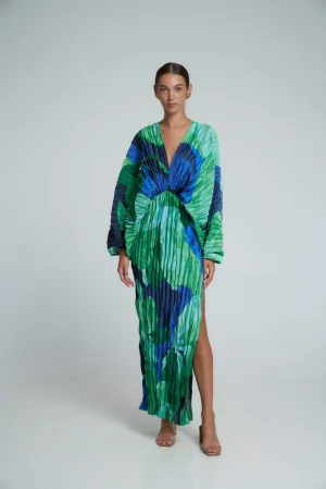 Pamela | Printed Pleated Maxi Kaftan Dress