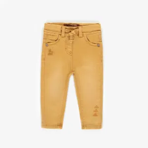 Pantalon jaune en denim extensible coupe très ajustée, bébé  || Yellow super skinny fit stretch denim pants, baby