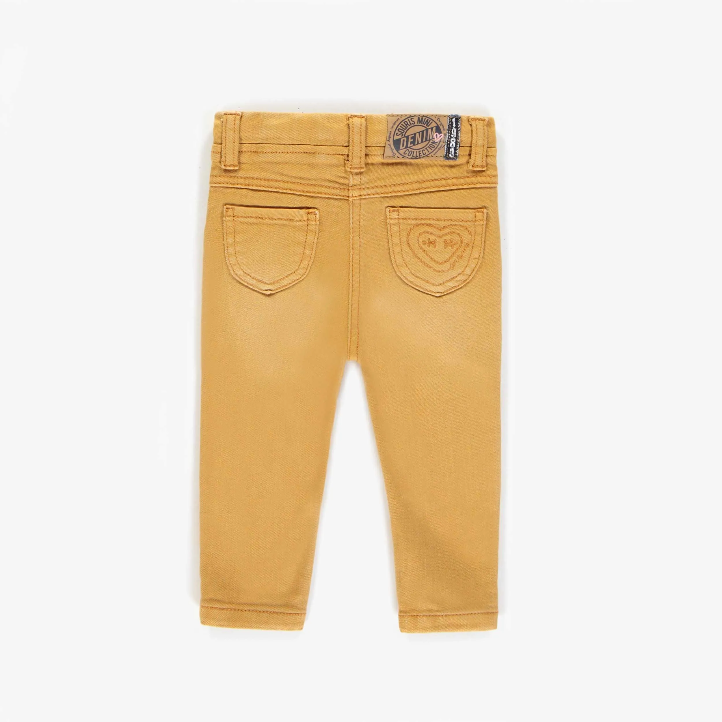 Pantalon jaune en denim extensible coupe très ajustée, bébé  || Yellow super skinny fit stretch denim pants, baby