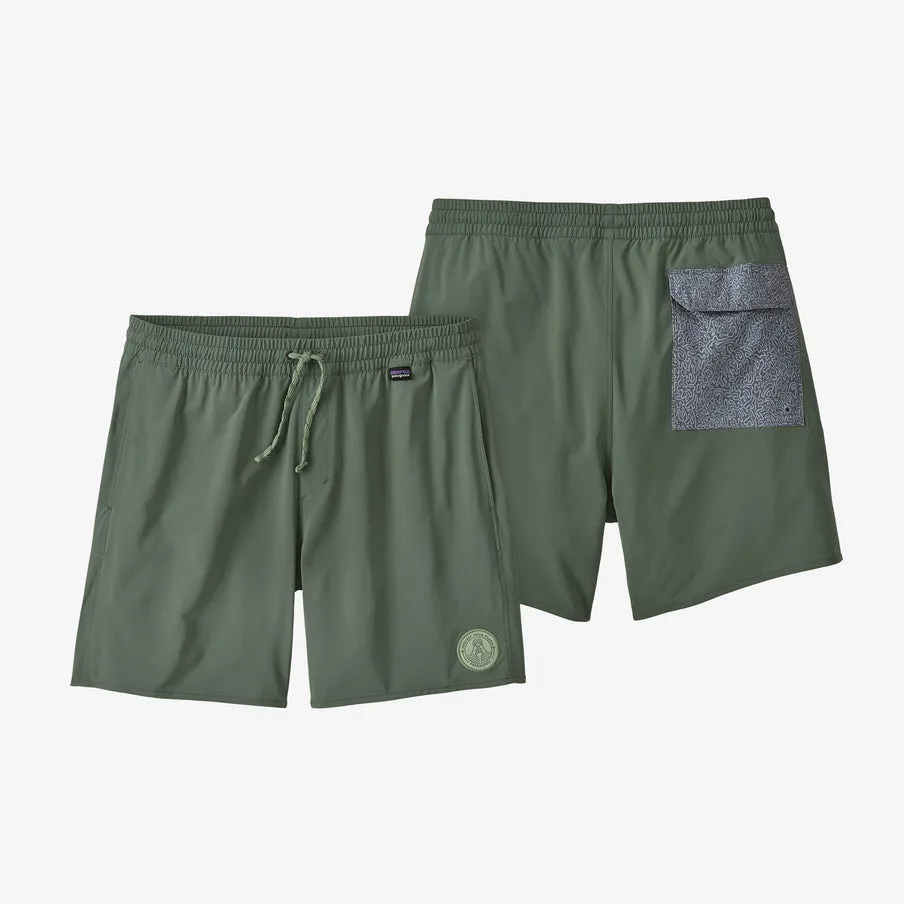 Patagonia Men's Hydropeak Volley Shorts- 16 in.- Peak Protector Badge: Hemlock Green