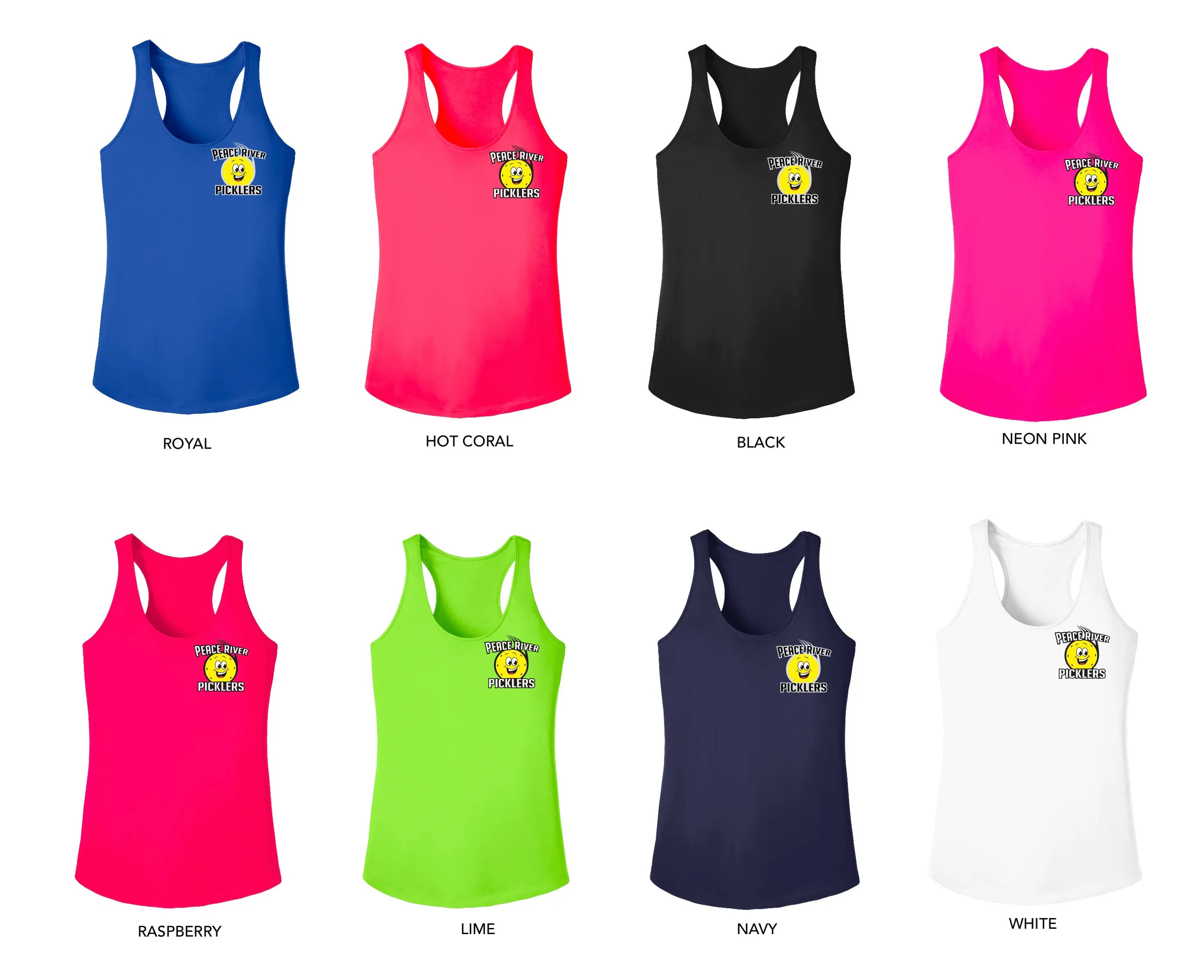 Peace River Picklers Pickleball Ladies Performance Racerback Shirt - Design 1 2021