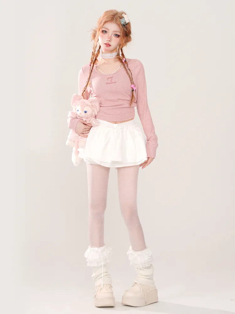 Pearl Charm Ribbed Top