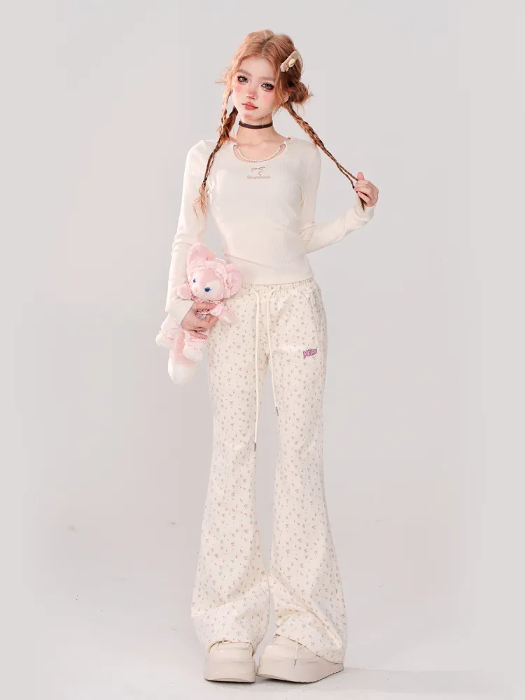 Pearl Charm Ribbed Top