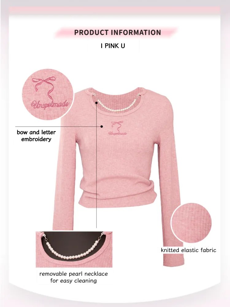Pearl Charm Ribbed Top