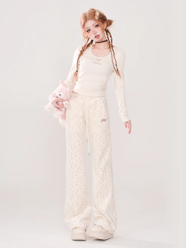 Pearl Charm Ribbed Top
