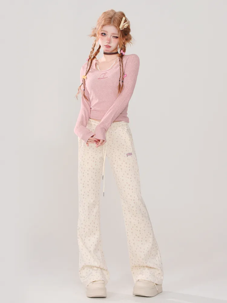 Pearl Charm Ribbed Top