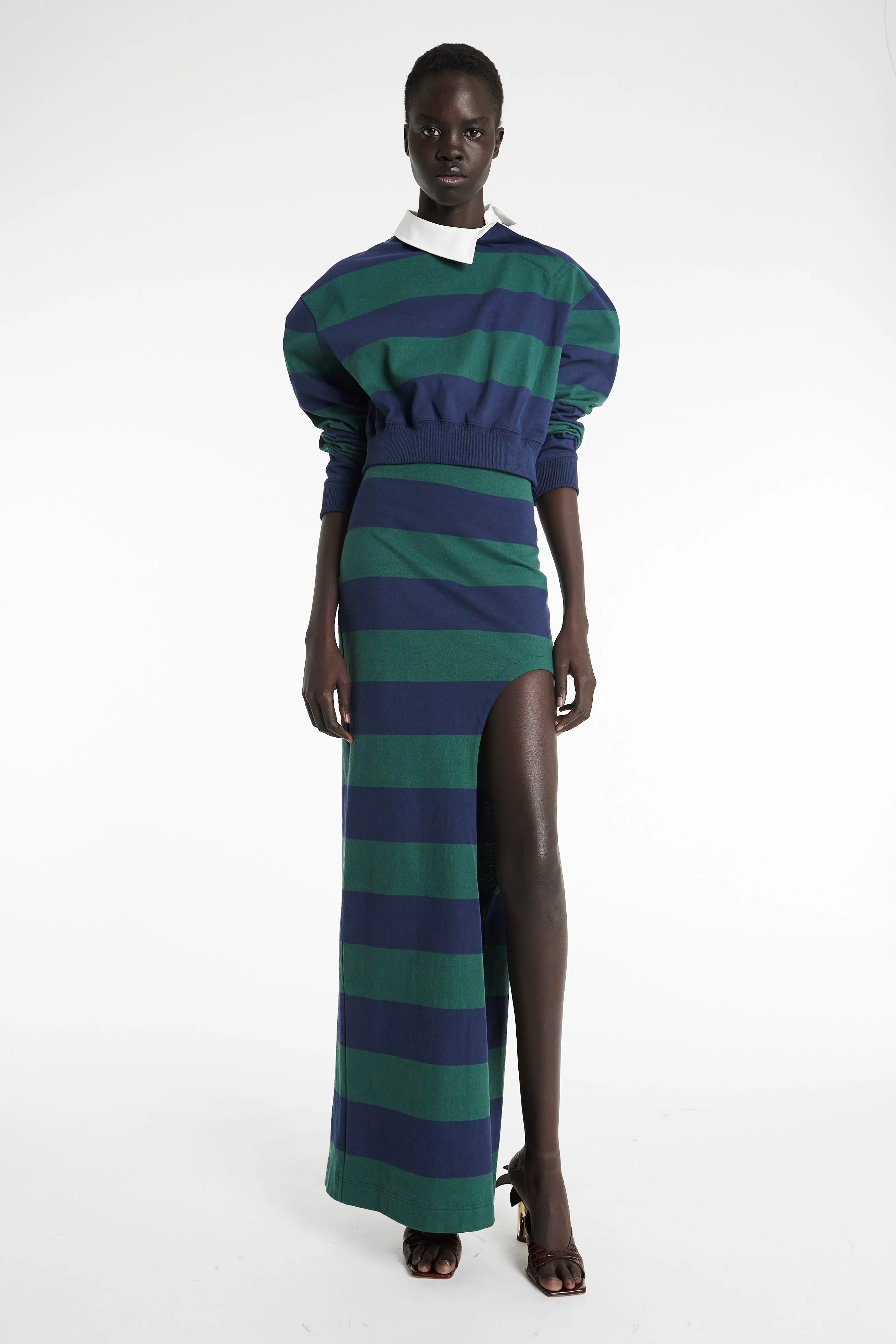 Pencil Skirt With Cut Out Emerald Green Navy