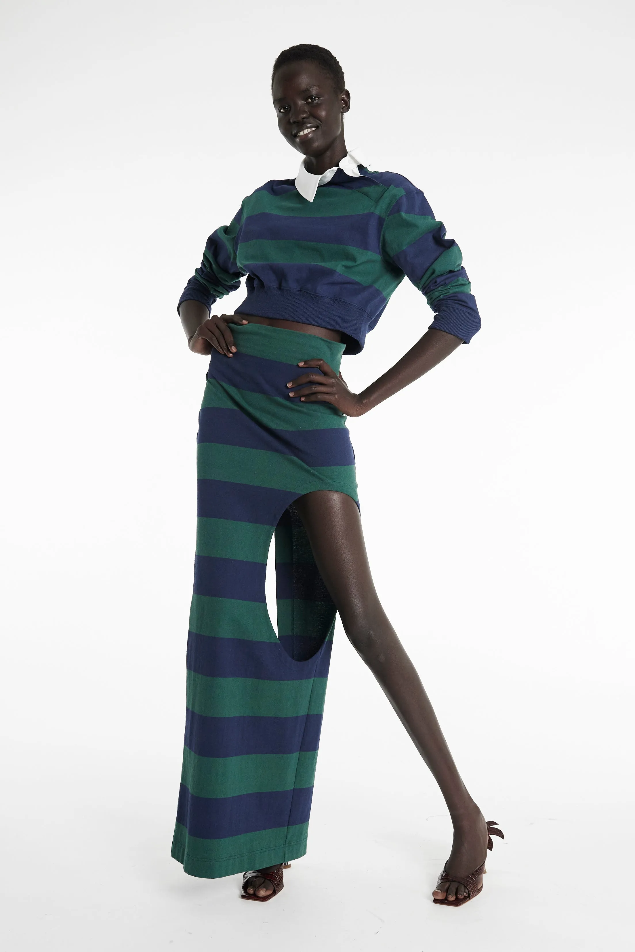 Pencil Skirt With Cut Out Emerald Green Navy