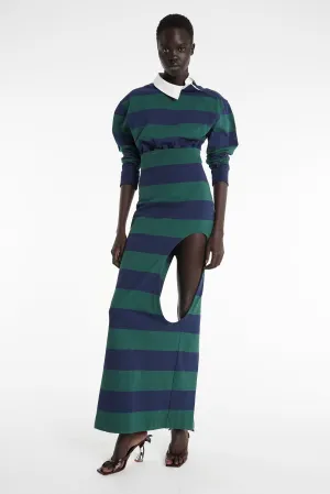 Pencil Skirt With Cut Out Emerald Green Navy