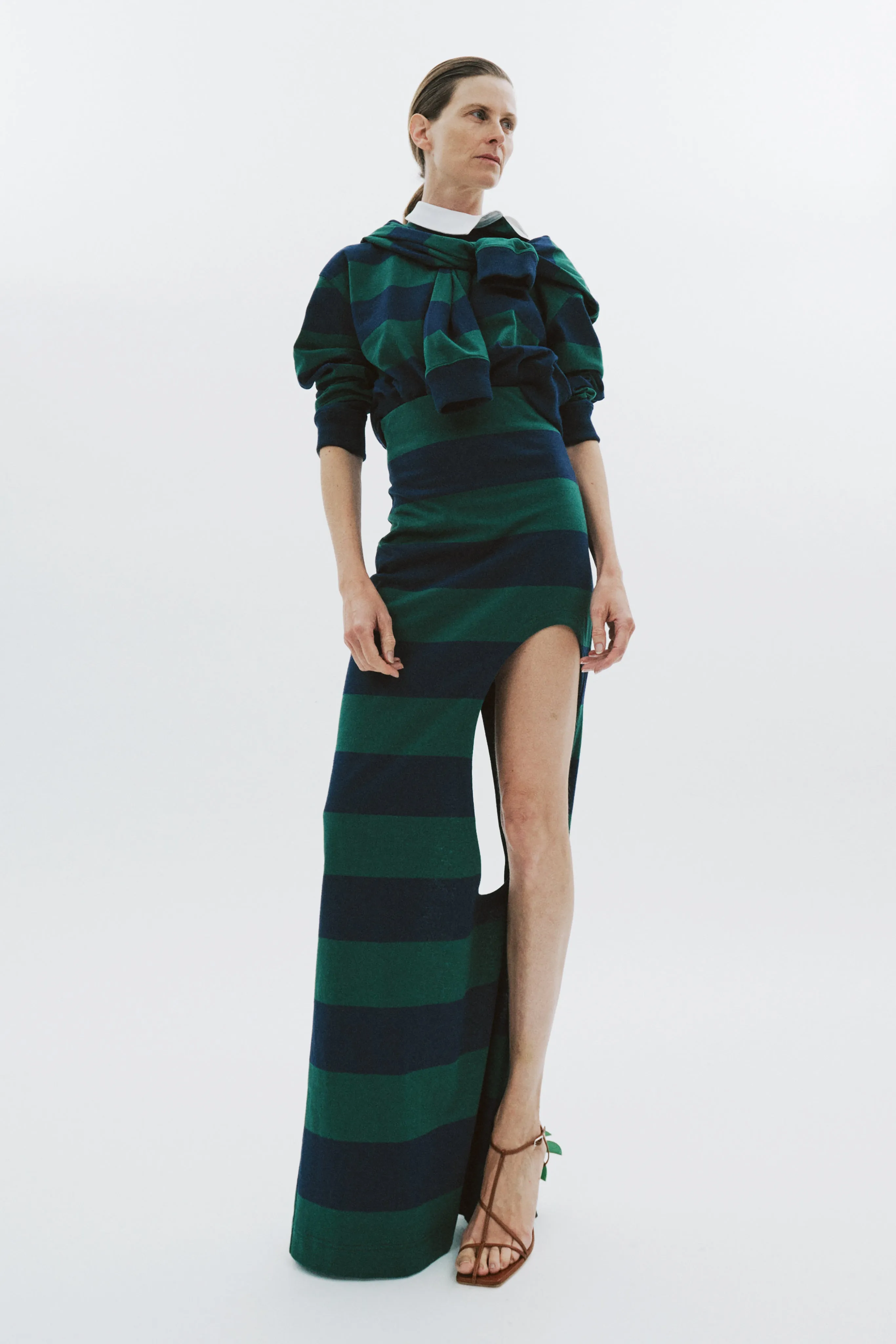 Pencil Skirt With Cut Out Emerald Green Navy