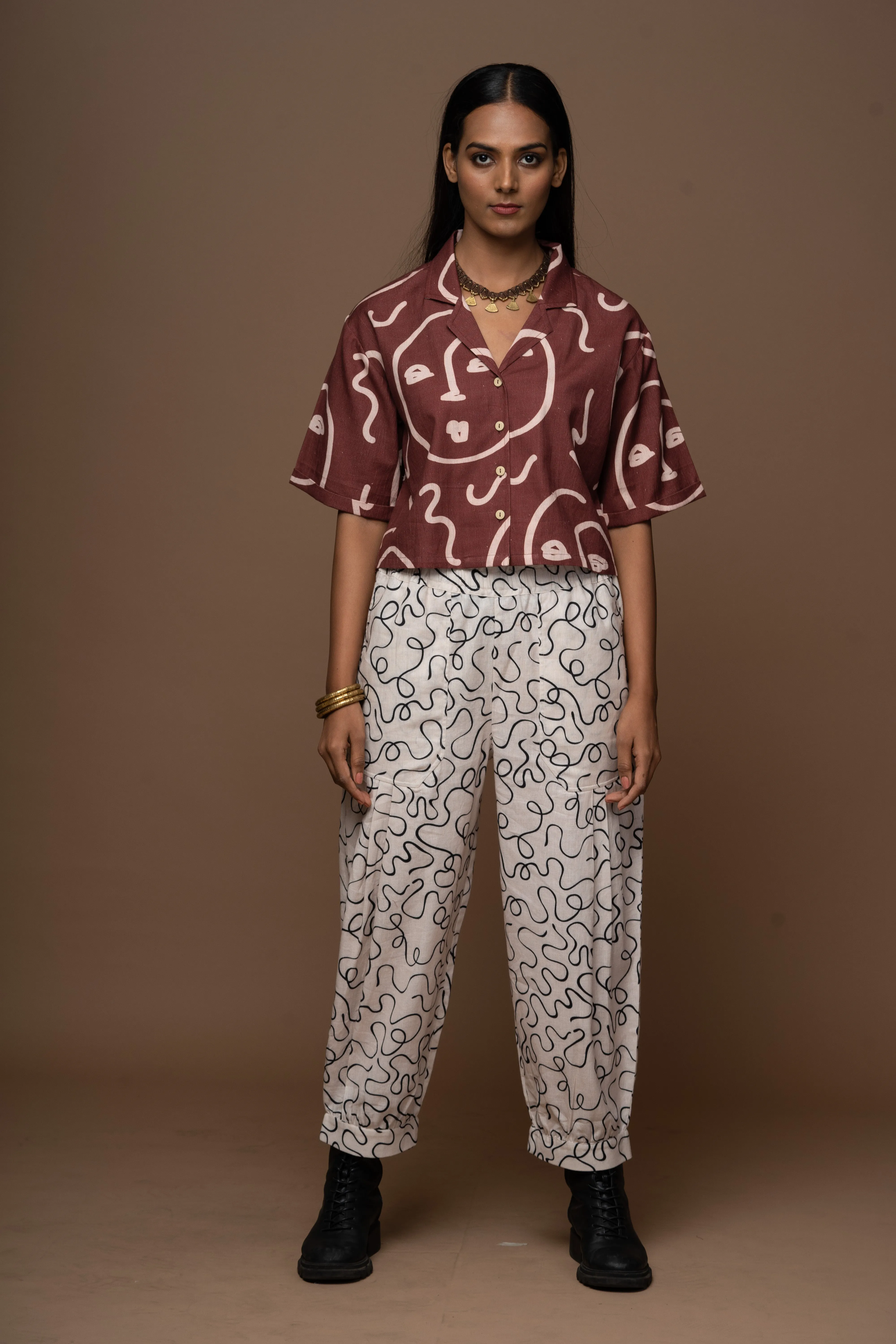 Peppy Pleats Pants in Music from the Room Pattern