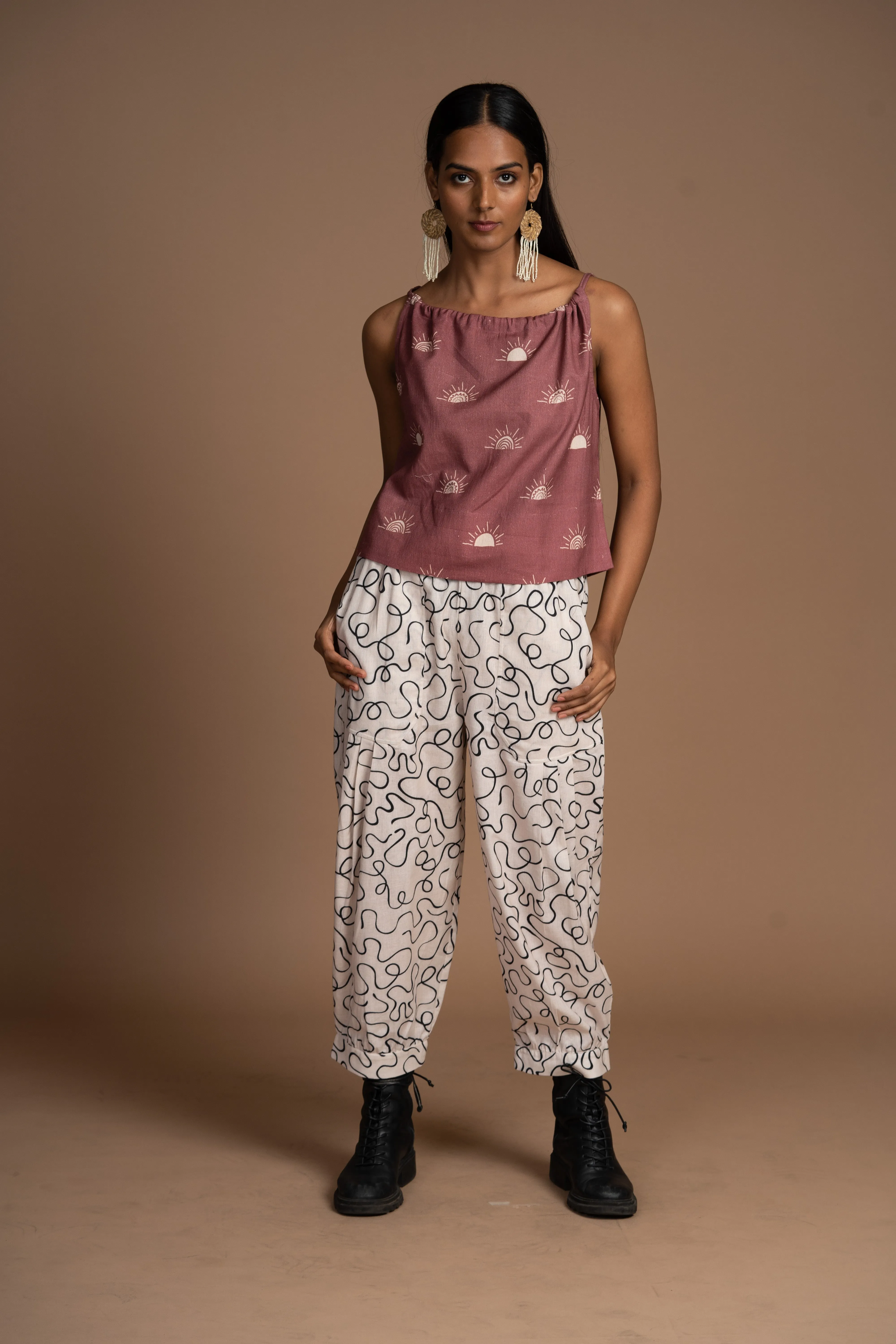 Peppy Pleats Pants in Music from the Room Pattern