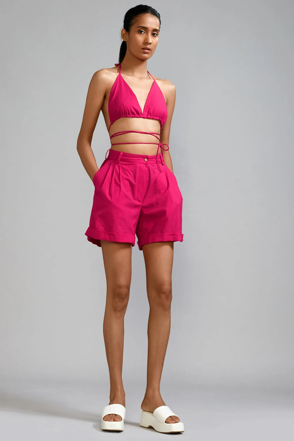 Pink Cotton Overlap Bralette