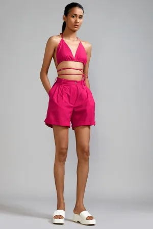 Pink Cotton Overlap Bralette