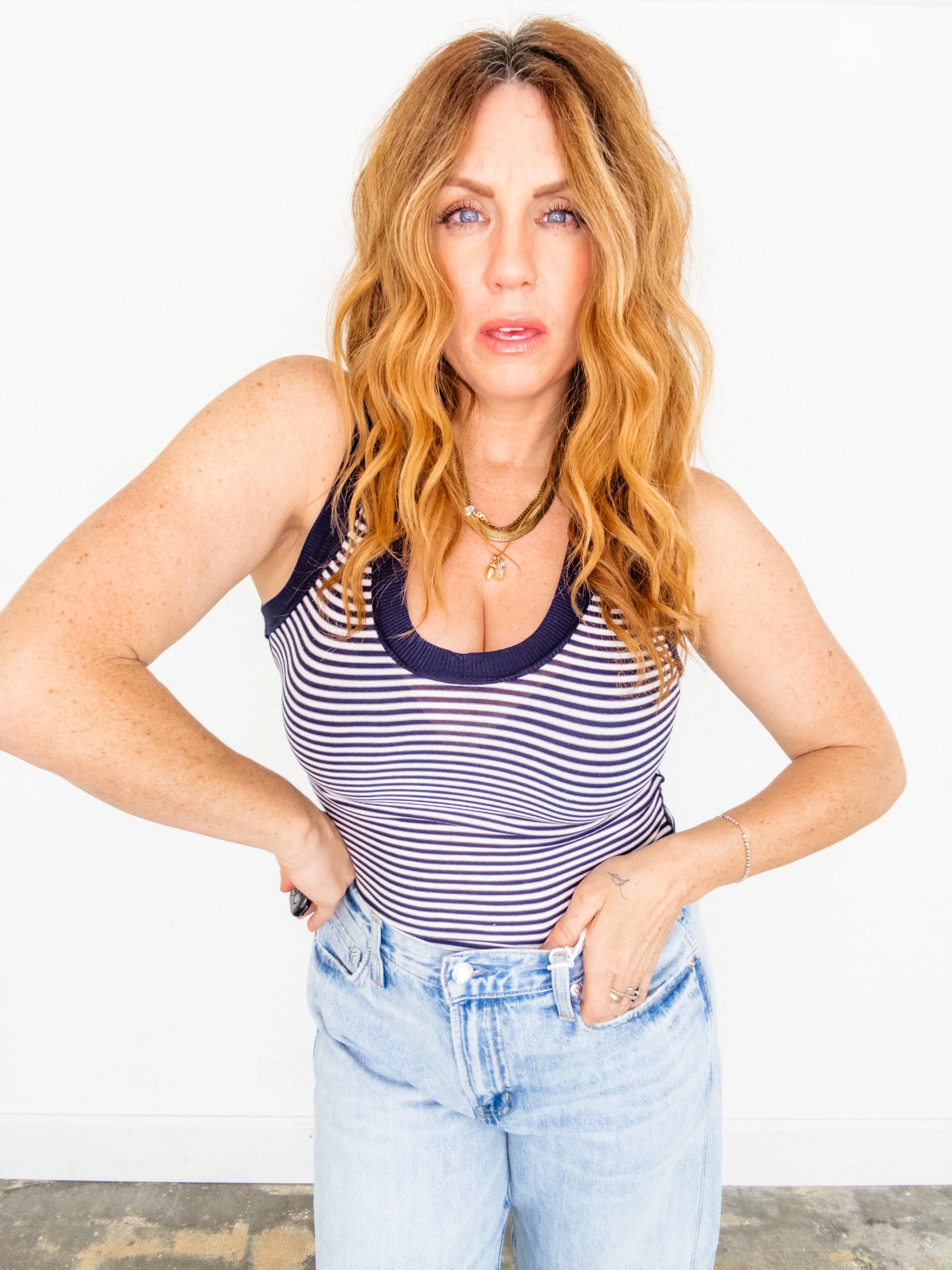 Project Social T Hits Different Striped Tank