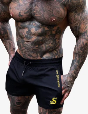 Quads of the Gods - gym lift Lifting Shorts - BLACK / YELLOW