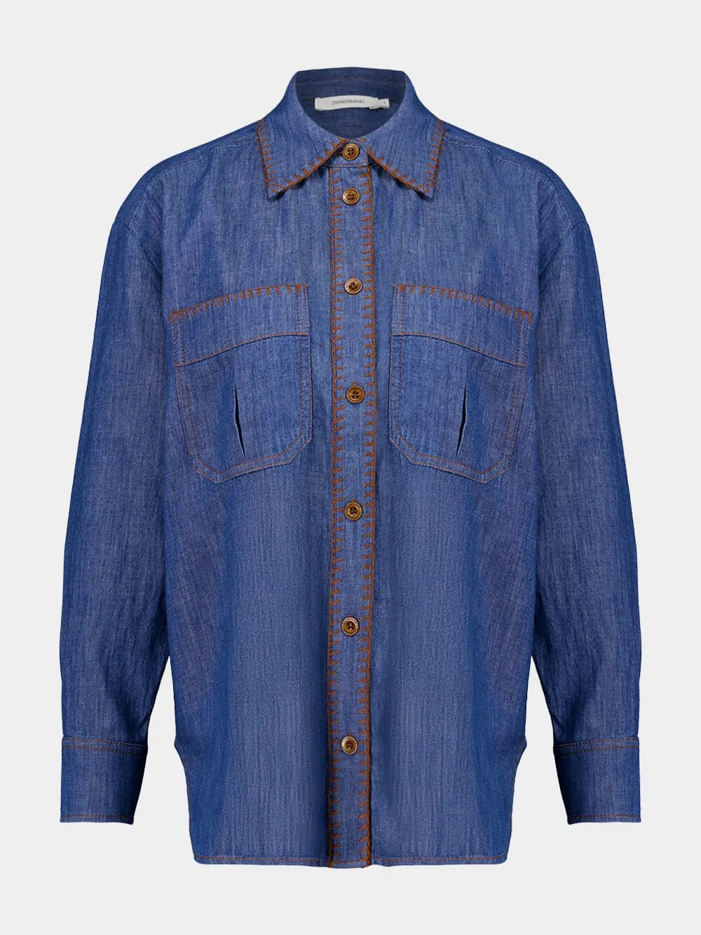 Railway Blue Ascension Oversized Denim Shirt