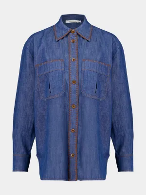 Railway Blue Ascension Oversized Denim Shirt