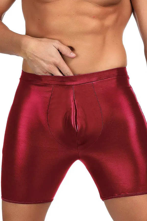 Red Open Back Long Line Boxer Shorts