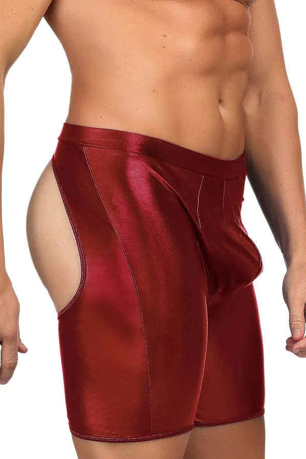 Red Open Back Long Line Boxer Shorts