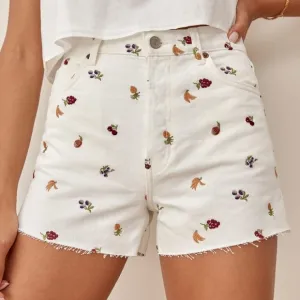 Reformation Charlie Fruitloops High Rise Jean Shorts size 30