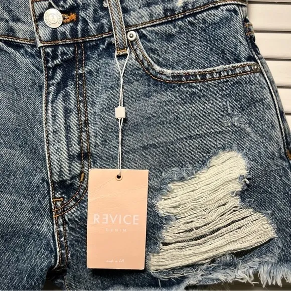 Revice Malibu Denim Distressed Jean High Waist Cutoffs Shorts Size 25 NWT