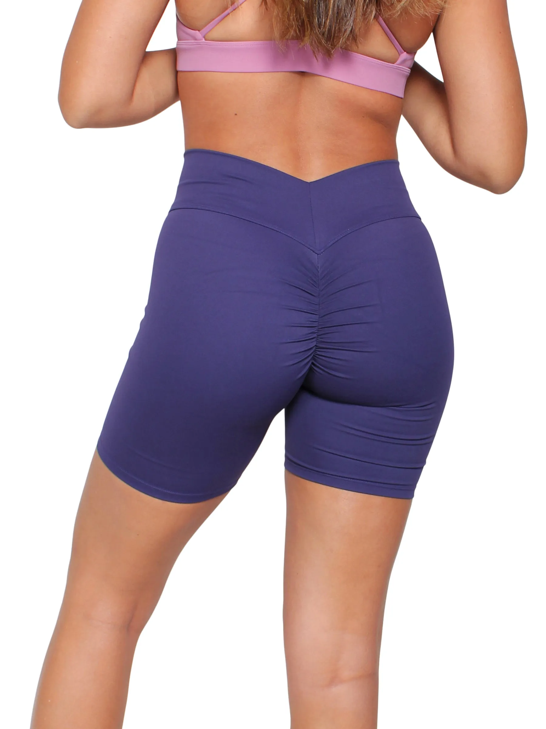 Ruched Back V Shorts - Navy
