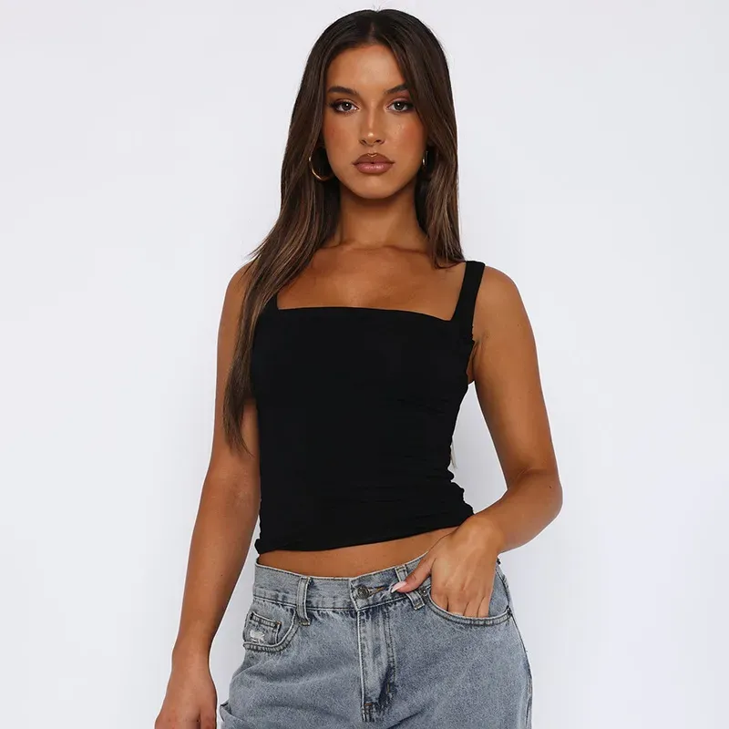 Ruched Romance Square Neck Tank Top